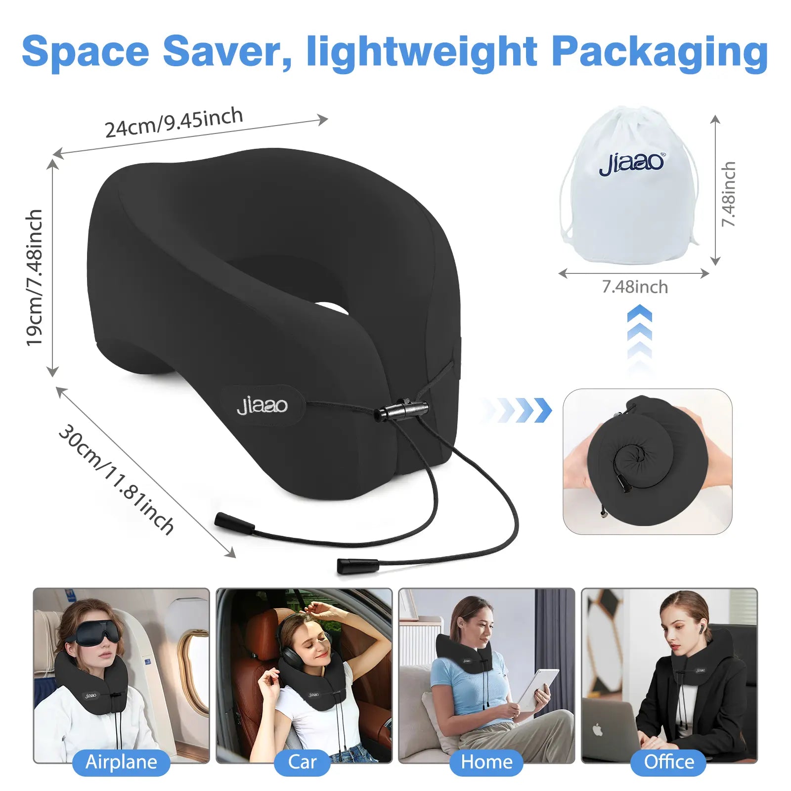 Travel Neck Pillow with Eye Mask and Ear Plugs!