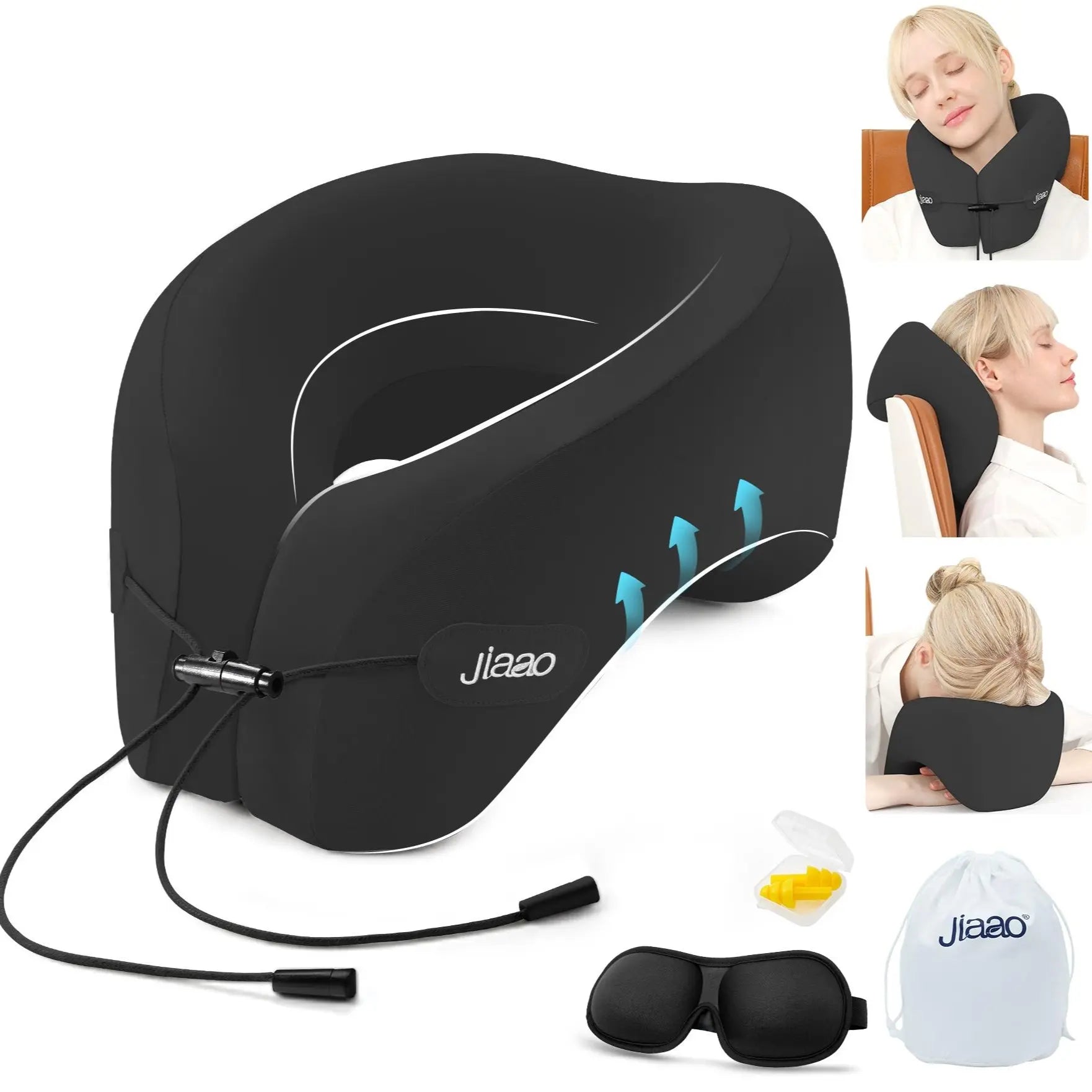 Travel Neck Pillow with Eye Mask and Ear Plugs!