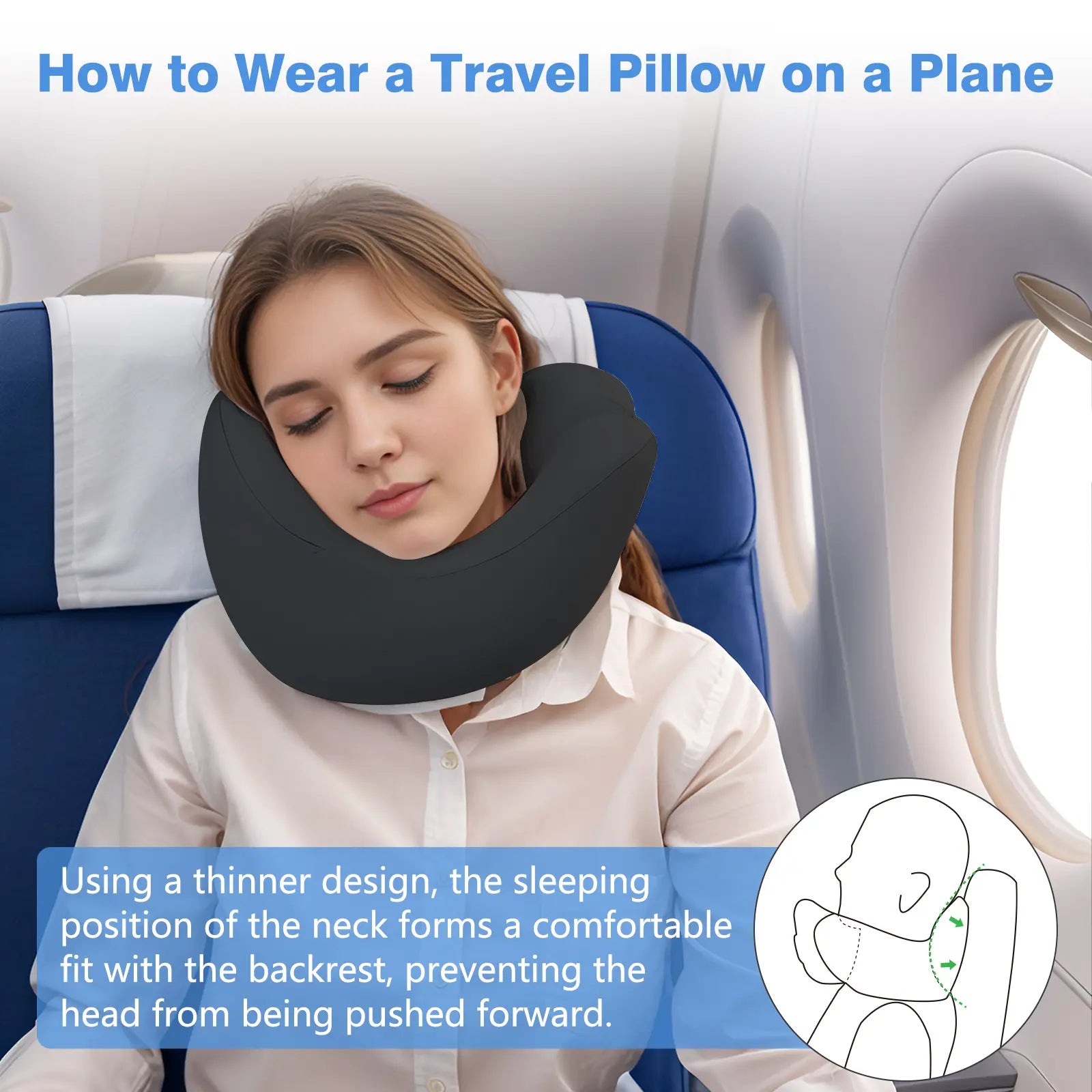 Travel Neck Pillow with Eye Mask and Ear Plugs!