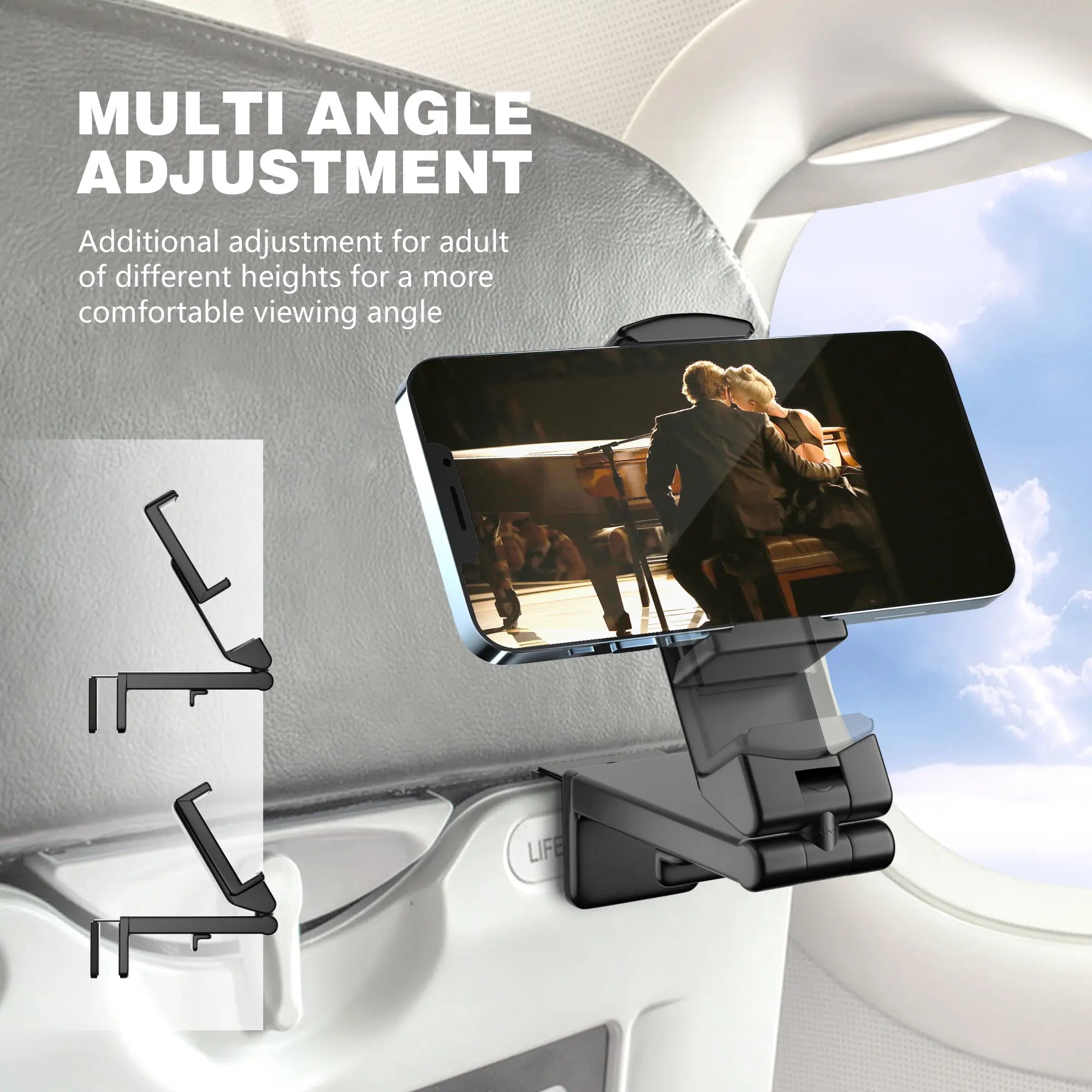 Perilogics Travel Airplane Phone Holder. in Flight Airplane Hands Free Phone Mount. Compact Lightweight Travel Essential. Perfect Practical Gift for Every Travelers.