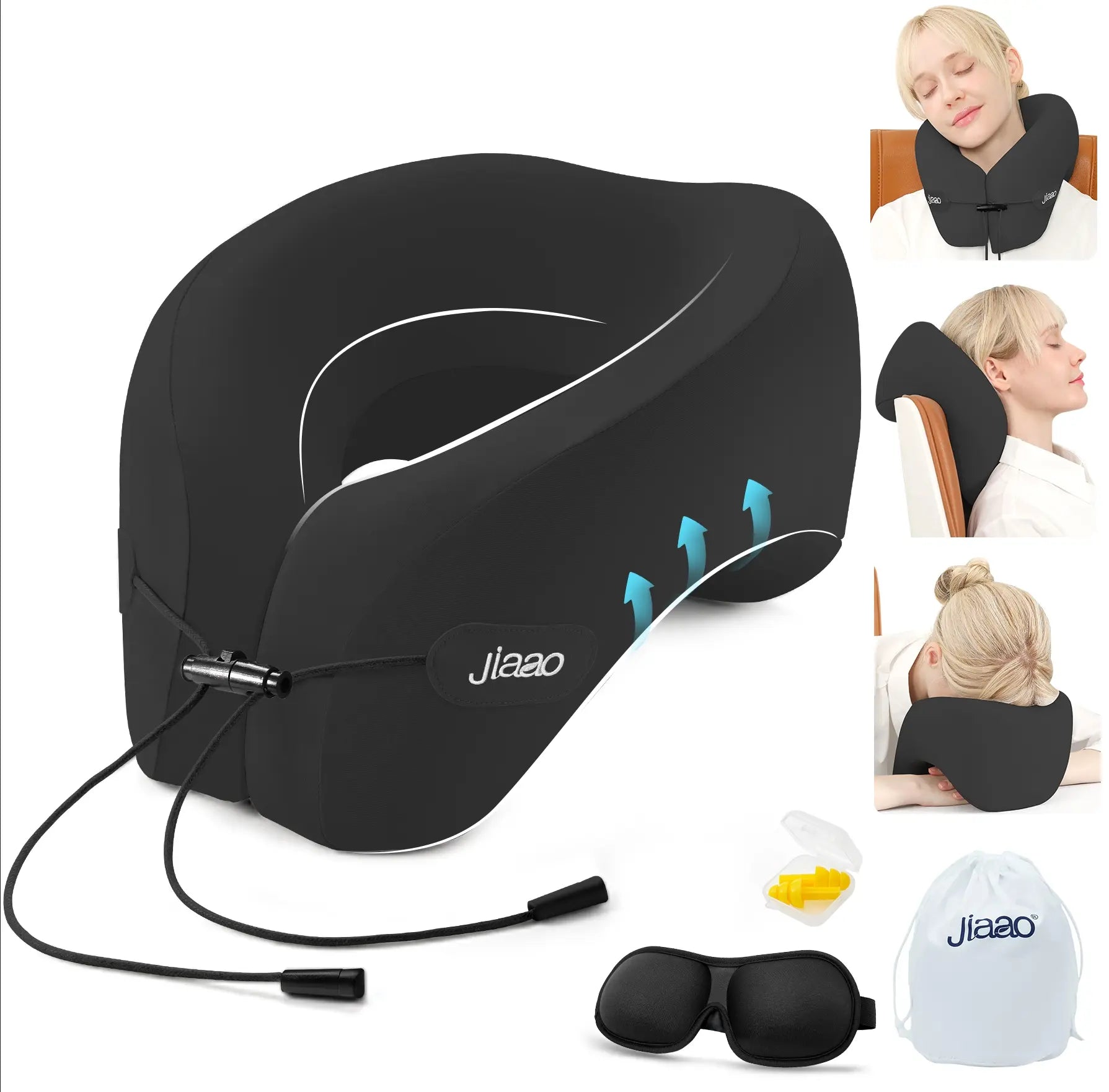 Travel Neck Pillow with Eye Mask and Ear Plugs!
